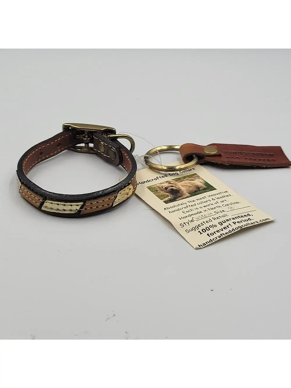 NEW HANDCRAFTED DOG COLLARS CUSTOM LEATHER WITH BRASS HARDWARE SIZE 8